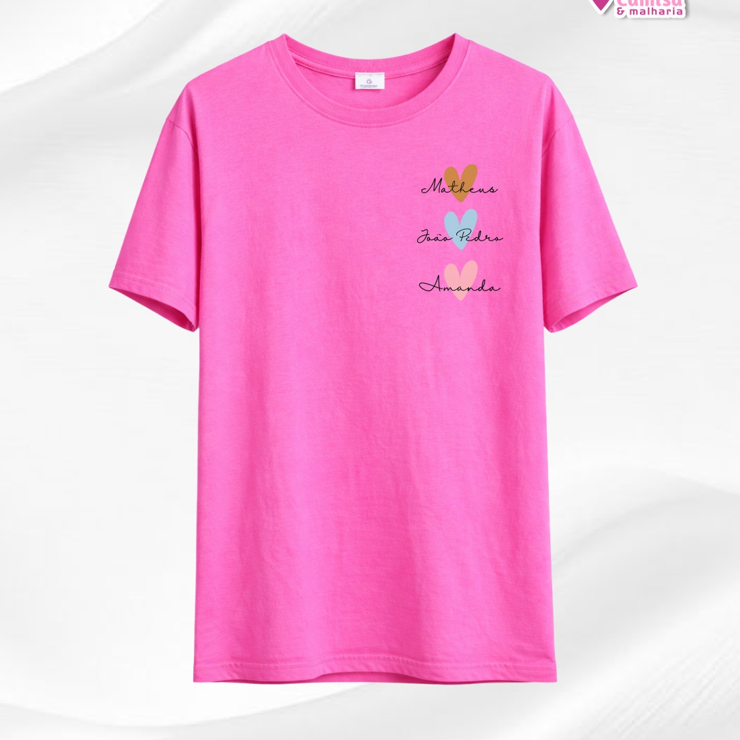 Camisa Dia das Mães - Corações no peito
