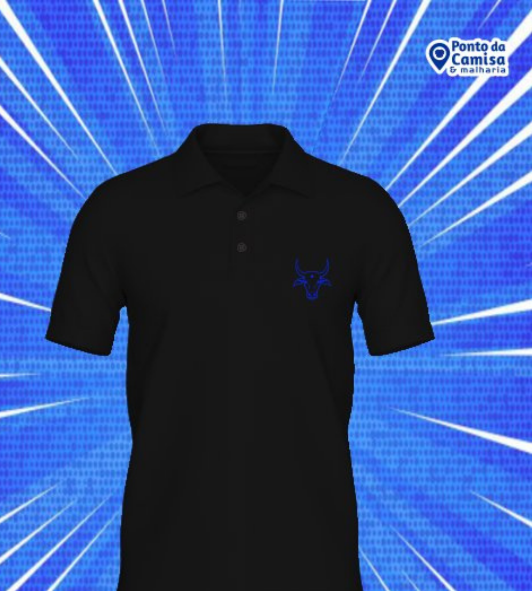 Camisa Parintins Polo – Silhueta Azul Minimalista